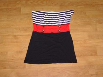 Bustier MIM noir rouge et blanc déco boutons taille 36 TBE