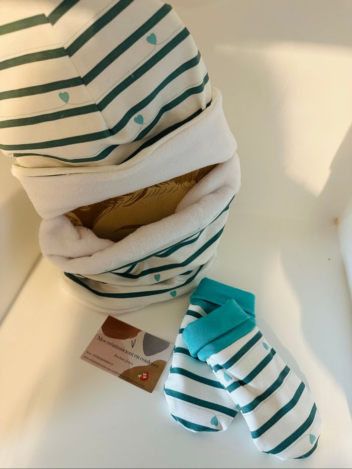 Ensemble bonnet , snood et moufles - photo numéro 2