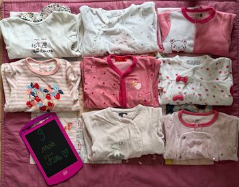 Lot de 8 pyjamas polaires, ouverture devant et derrière - T9mois -  Marques diverses 