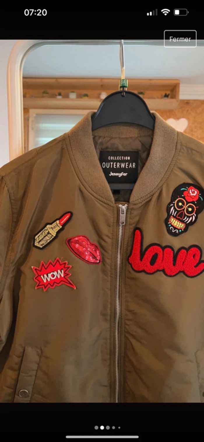Blouson aviateur Jennyfer (neuf, kaki), S / 36 / 8 - photo numéro 2