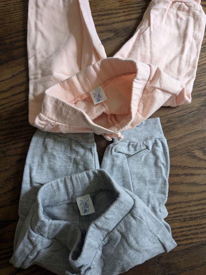 Lot de 2 pantalons U touts petits gris rose 6mois - photo numéro 2