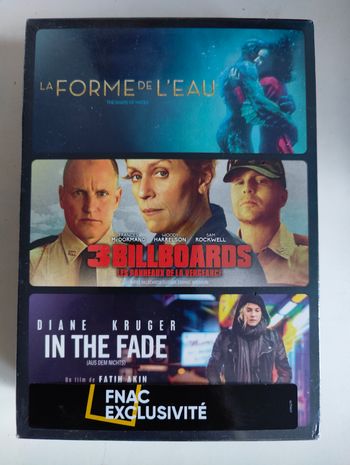 Coffret de 3 films DVD : "La Forme de l'eau" +  "3 Billboards" + "In the Fade" en français