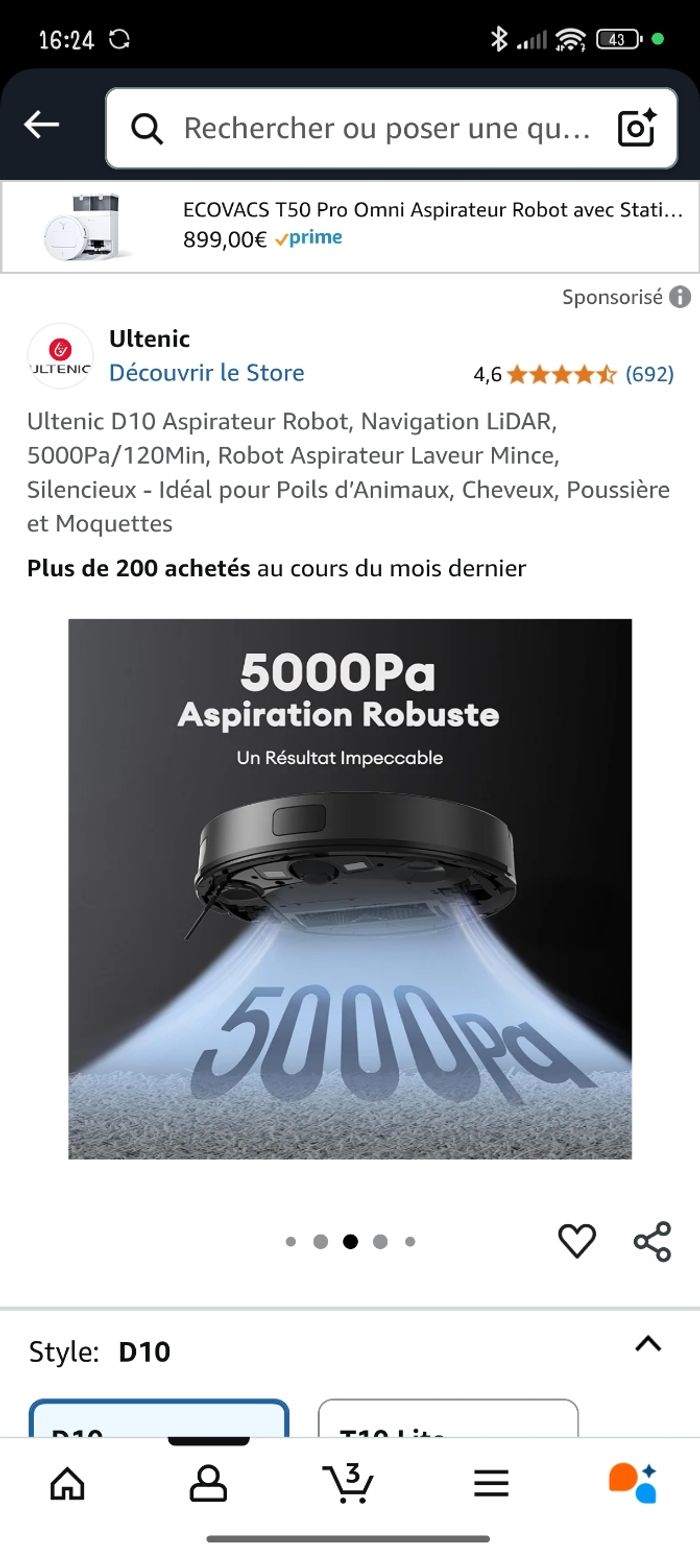Aspirateur ultenic D10 x2 - photo numéro 10
