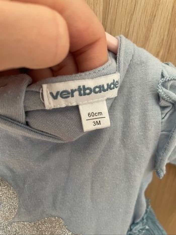 Robe manches longues bleue cygne Vertbaudet 3 mois - photo numéro 3