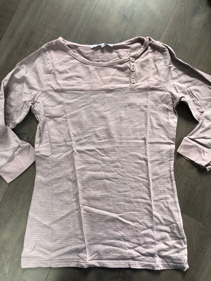 Marinière rayée Somewhere taille 34/36 lilas clair gris