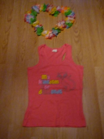 joli débardeur rose avec un chat et message taille 2  femme