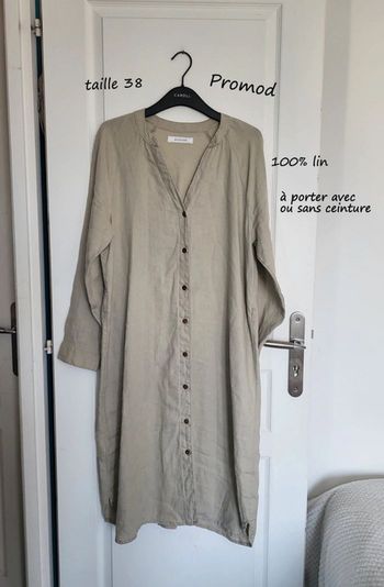 Robe chemise longue 100% lin taille 38 Promod