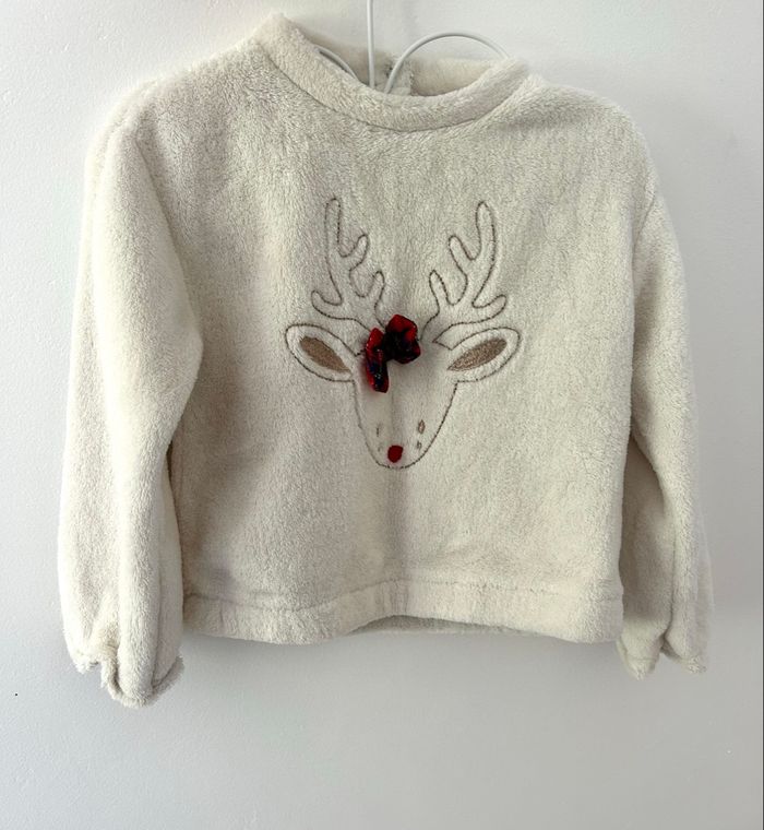 Sweat renne en fausse fourrure  Couleur écru  Vertbeaudet taille 3 ans 97cm  Longchamp