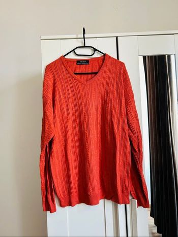 Pull corail uni tressé Col V Homme Barbieri Taille L