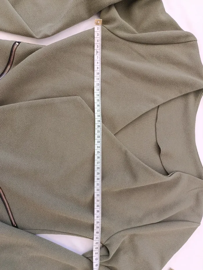 Petite veste ouverte kaki légère style blazer made in France taille S - photo numéro 6