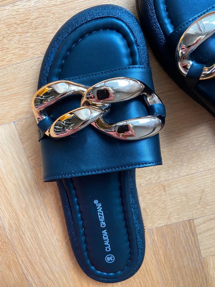 Mules noir avec doré Claudia Ghiezzani taille 38 neuf avec étiquette