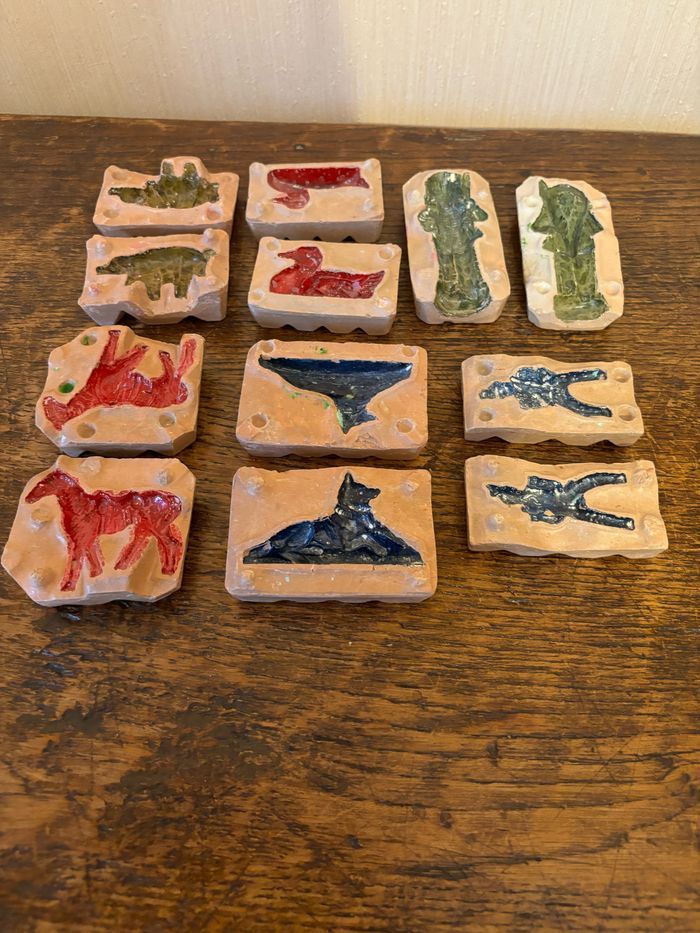 lot de 6 anciens moules en terre cuite pour jeu de moulage - photo numéro 3