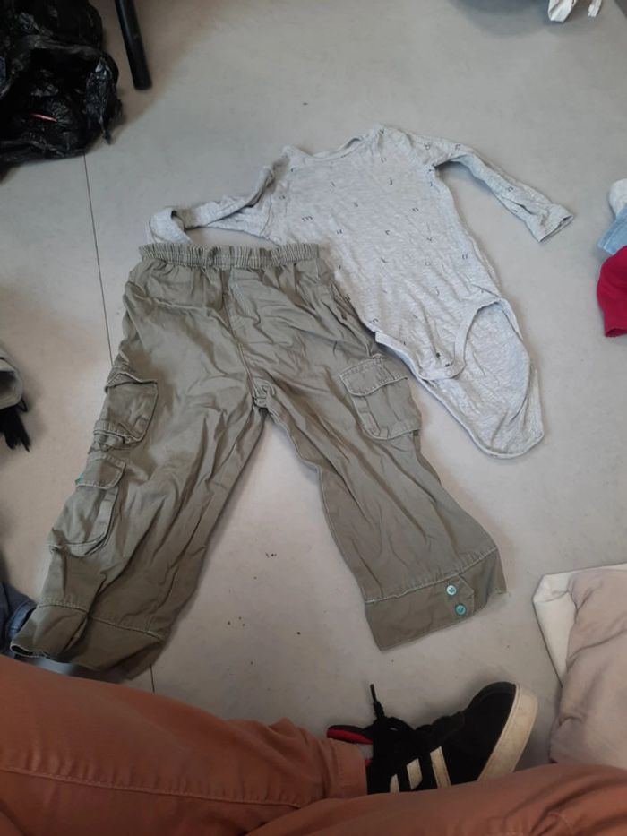 Ensemble pantalon toile kaki 24 23 mois - photo numéro 2