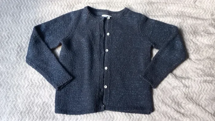 Gilet okaïdi marine paillettes bleu t6