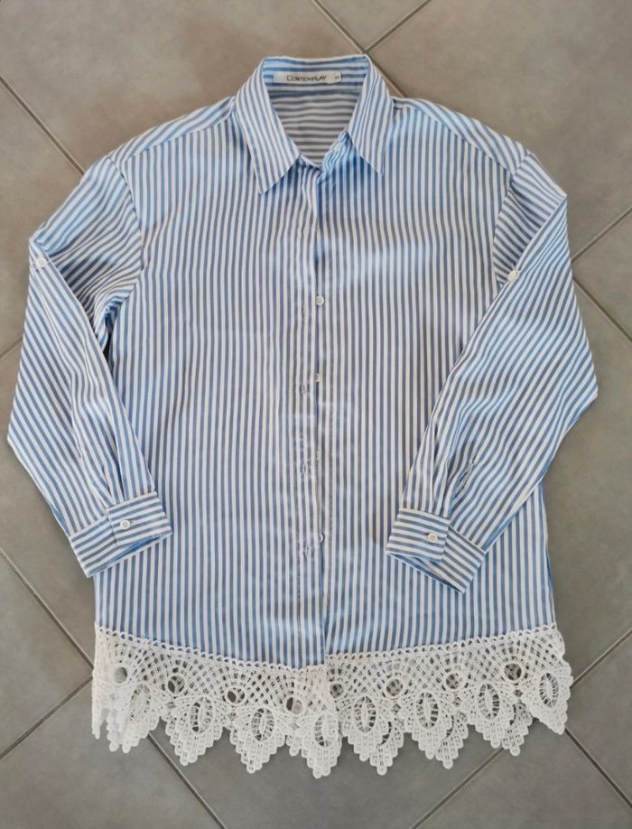 Chemise rayé et dentelle