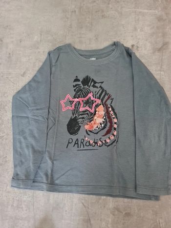 Haut t shirt gris manches longues zèbre vertbaudet fille 4 ans
