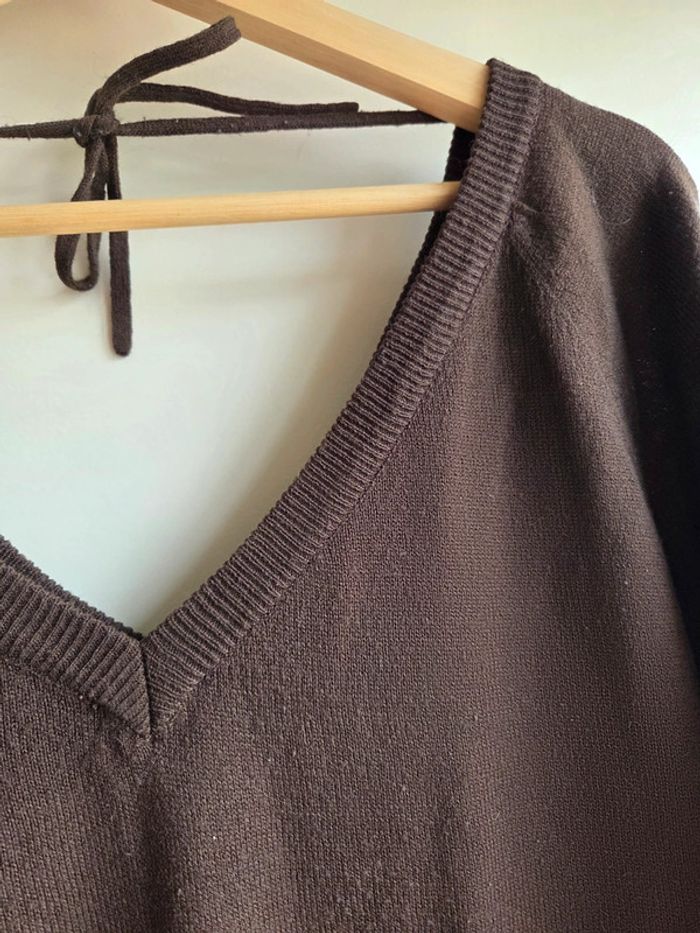 Tunique marron col V avec lien dans au dos - taille m - photo numéro 2