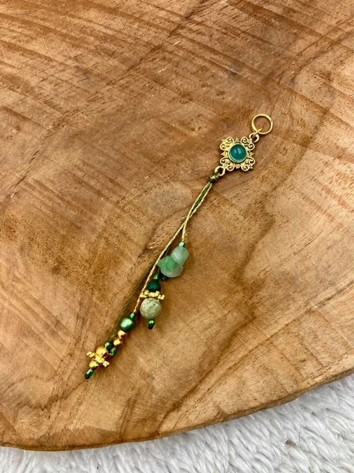 Bijou de cheveux, tresse/dread, macramé pierre Onyx vert
