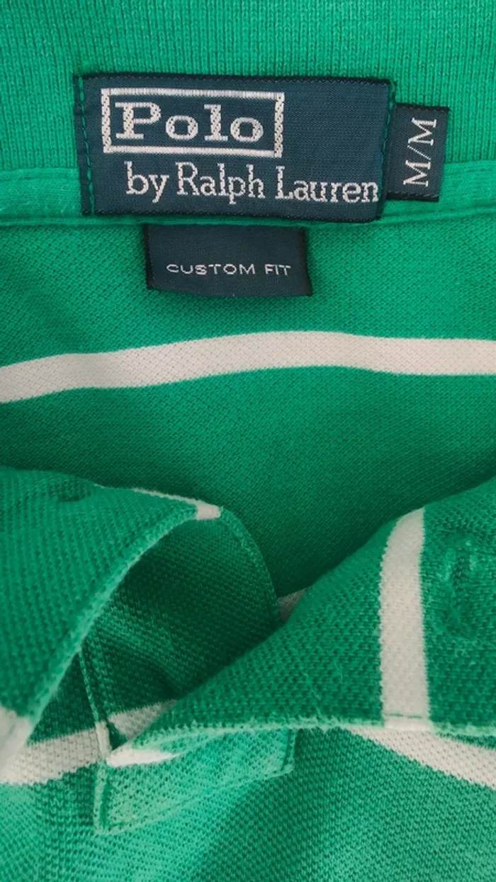 Polo Ralph Lauren à rayures vert et blanc taille M - photo numéro 6