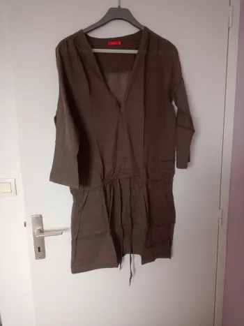 Robe chemise  d'été femme marron