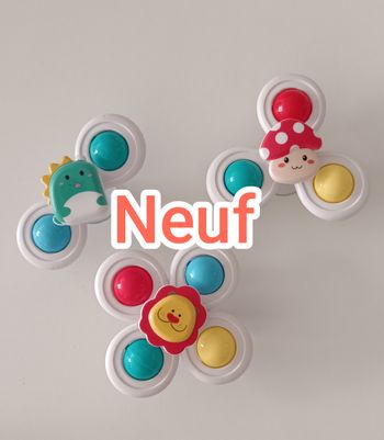 NEUF 💚 Spinners bébé  x3 Toupie avec ventouse .  jouet d'éveil sensoriel