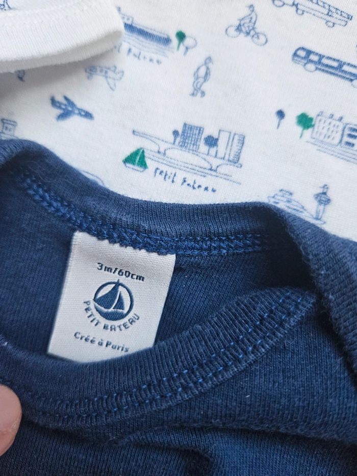 Lot de 2 bodies 3 mois petit bateau - photo numéro 2