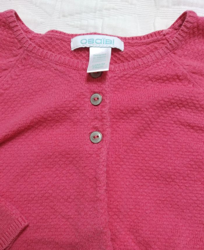 Obaibi gilet rose framboise 12 mois - photo numéro 2