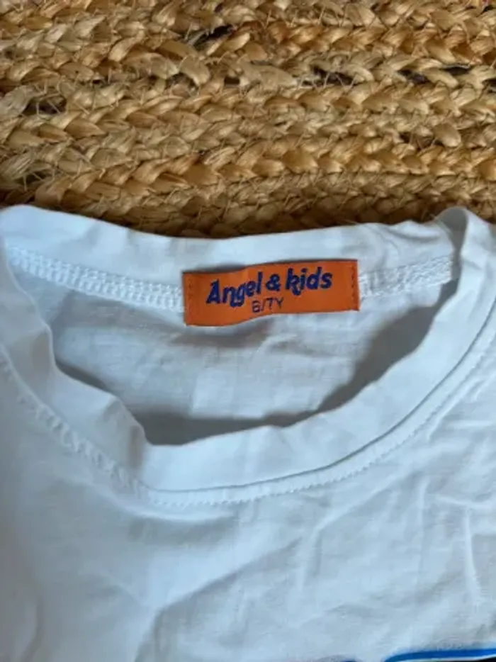 T-shirt MC blanc 6/7 ans moto neuf Angel & kids - photo numéro 2