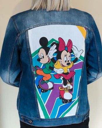 Veste en jean customisée Mickey x Minnie