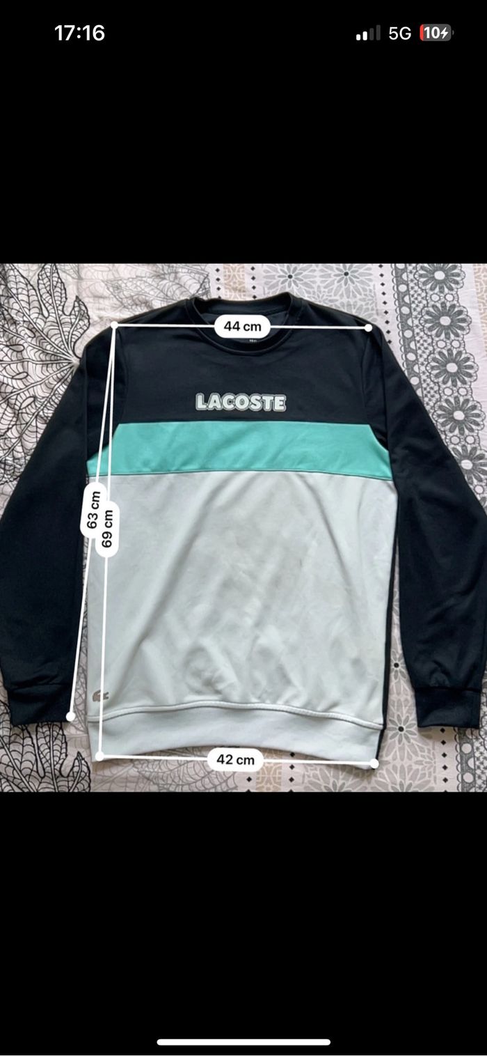 Sweat Lacoste Sport Colorblock – Noir / Vert / Gris – Taille XL - photo numéro 5