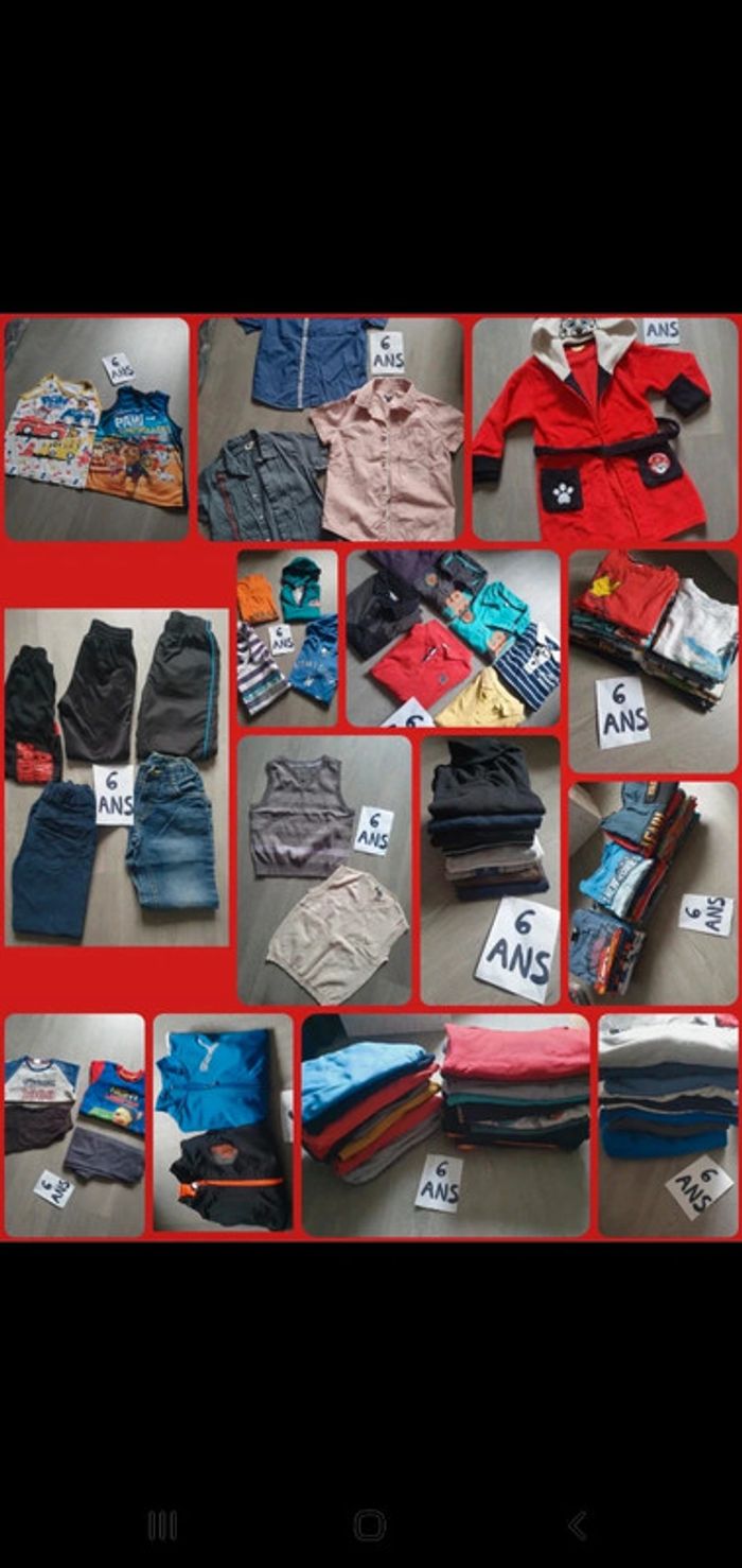 Énormément de vêtements disponibles en 6ans, lire l'annonce svp
