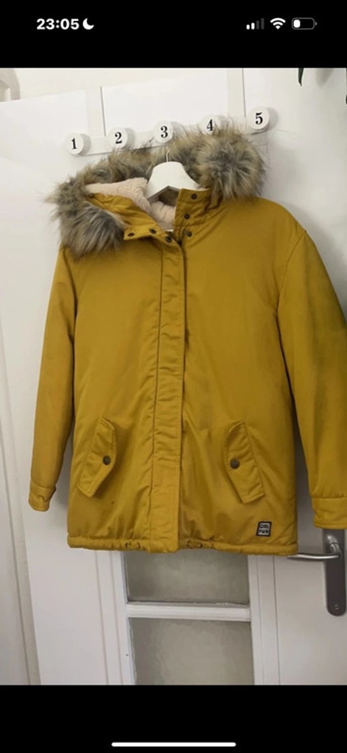 Manteau fille moutarde
