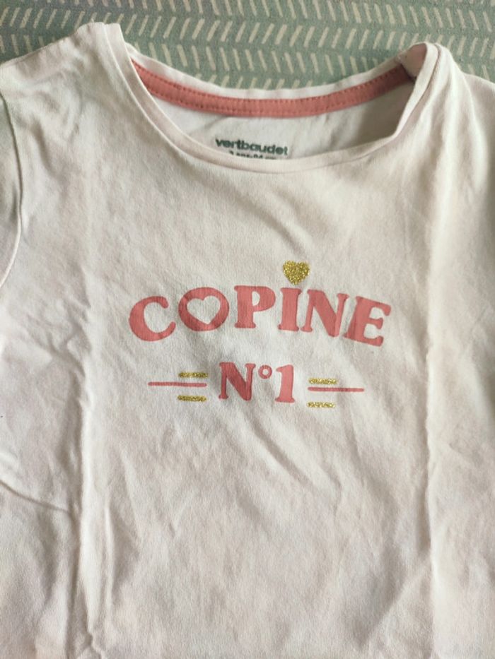 T-shirt manches courtes rose pastel Taille 3 ans Marque Vertbaudet - photo numéro 2