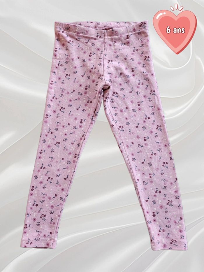 Legging rose fleur fille 6 ans