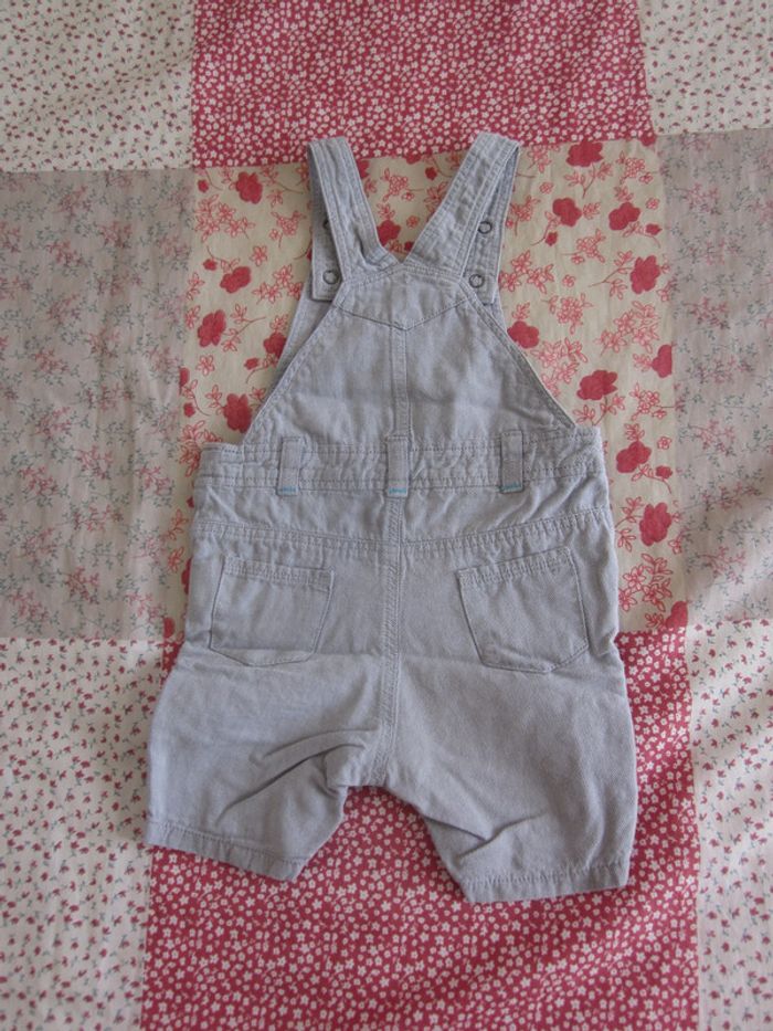 Salopette short toile grise 9 mois - photo numéro 2