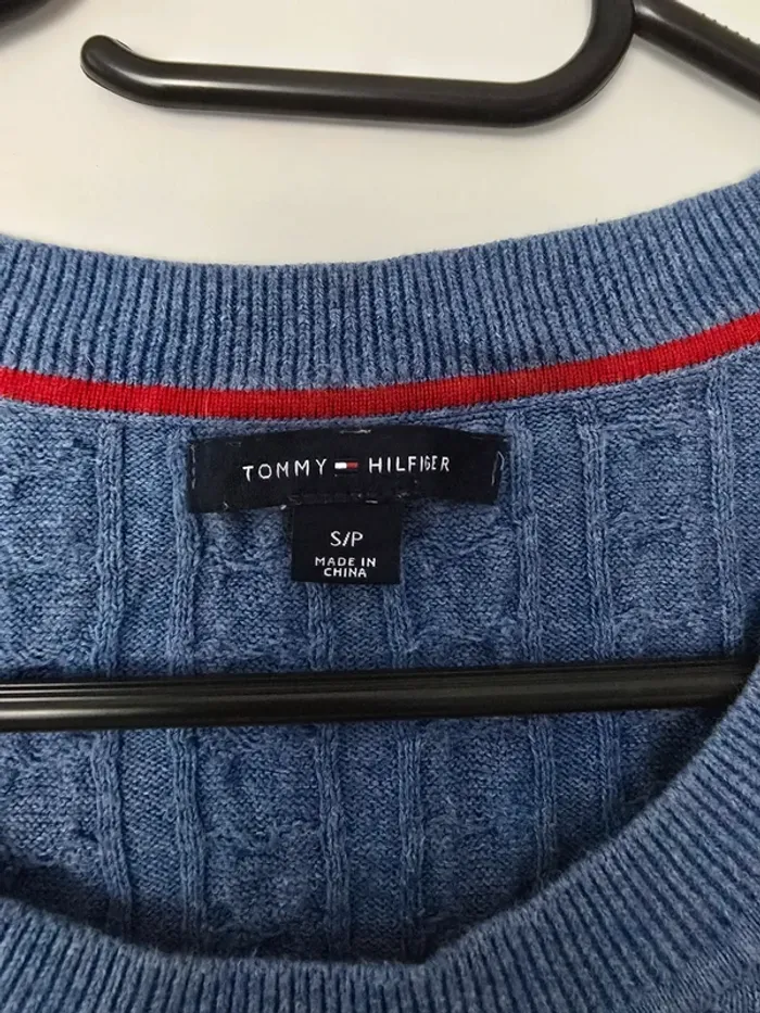 Pull en maille Tommy Hilfiger bleu - photo numéro 3