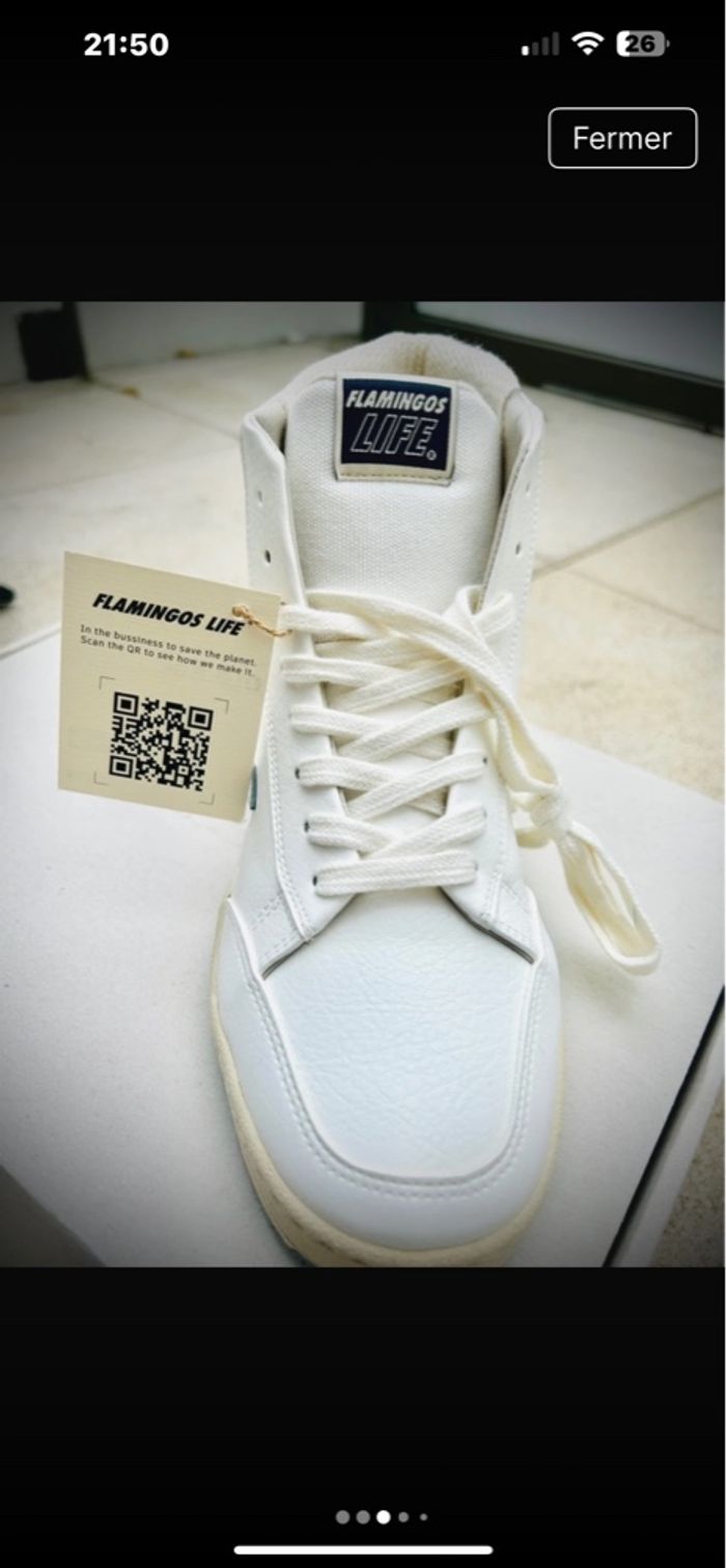 Baskets montantes Flamingos cuir blanches - photo numéro 4