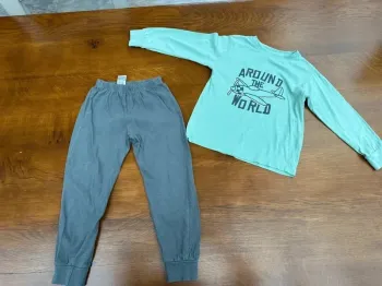 Pyjama zeeman vert et gris fin 2-4 ans