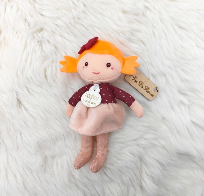 Doudou peluche Poupée chiffon demoiselle Mini Bonbon cheveux roux DC3690 - photo numéro 2