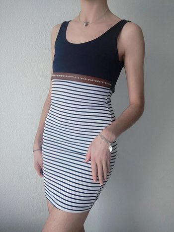 Robe moulante marinière blanc bleu marine / Premium Moda - 36/S à 38/M