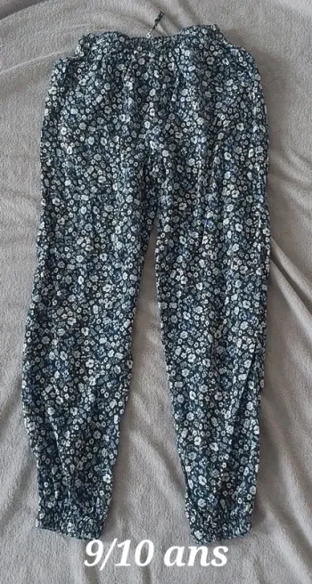 Pantalon été fleurie fille 9/10 ans h&m