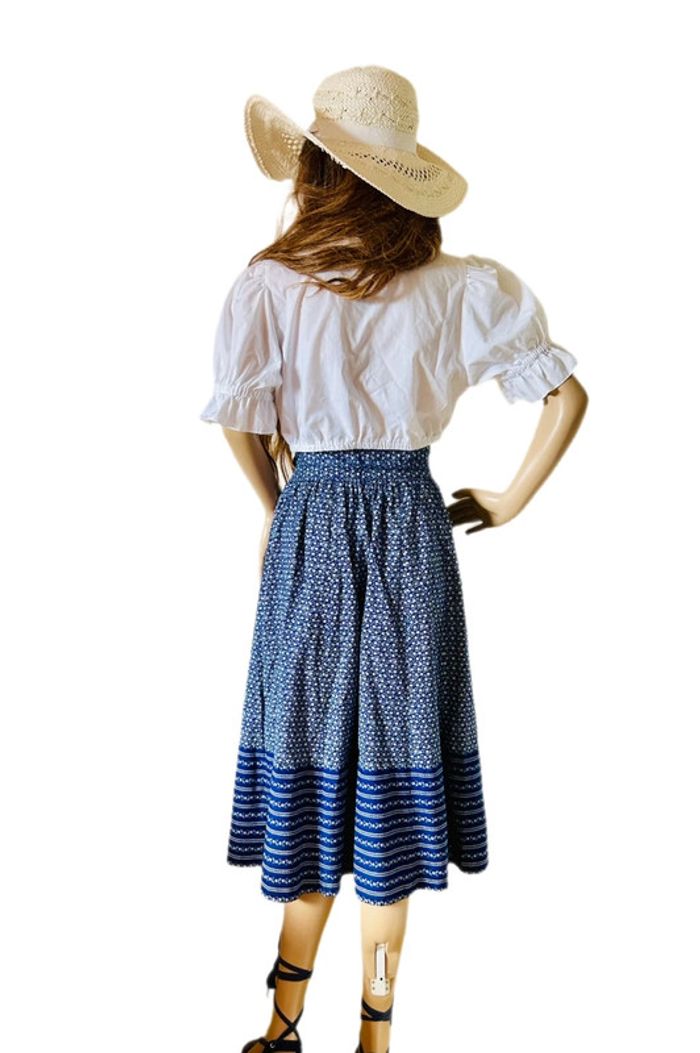 🦋Superbe jupe longue bleue vintage autrichienne cottagecore Austrian Blue long skirt🦋 - photo numéro 12