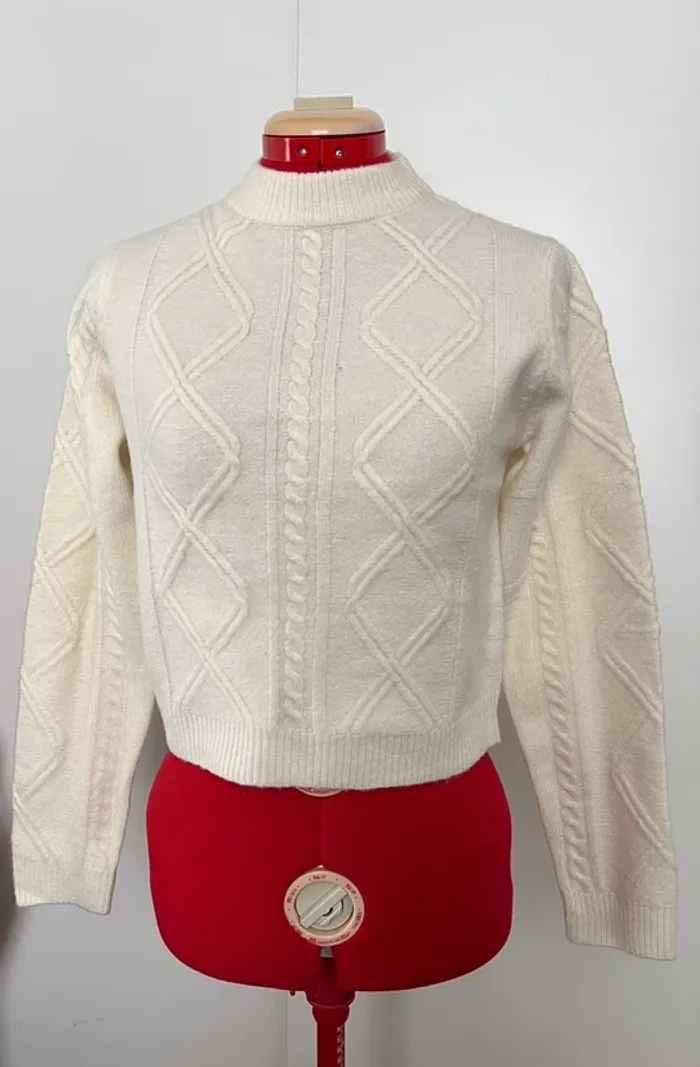 Pull blanc crème col montant Payra