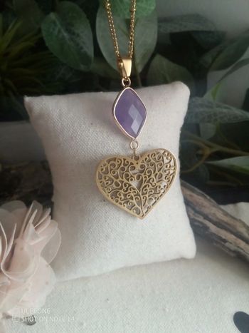 Collier améthyste et coeur filigrané