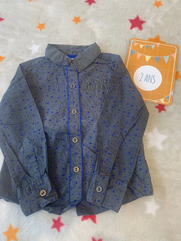 Chemise Tape À L’Oeil Bleu et Gris 2 Ans