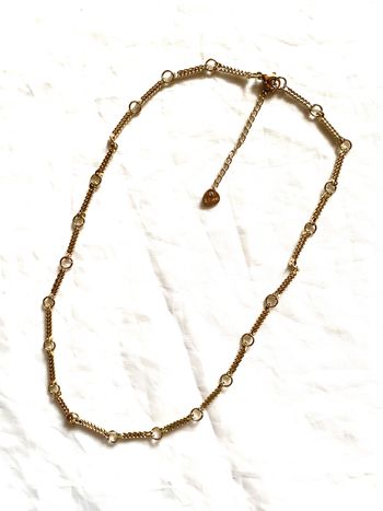 Collier Double Petits Chainons Petits Nœuds Petits Cercles Bijou Doré Fantaisie Femmes