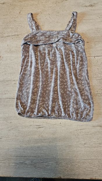 Debardeur brun clair avec fleurs beiges, Made in Italy, taille S/M