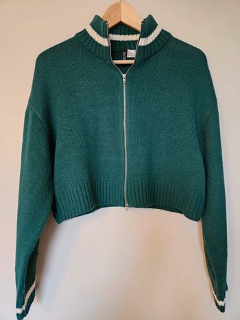 Gilet zippé court vert H&M