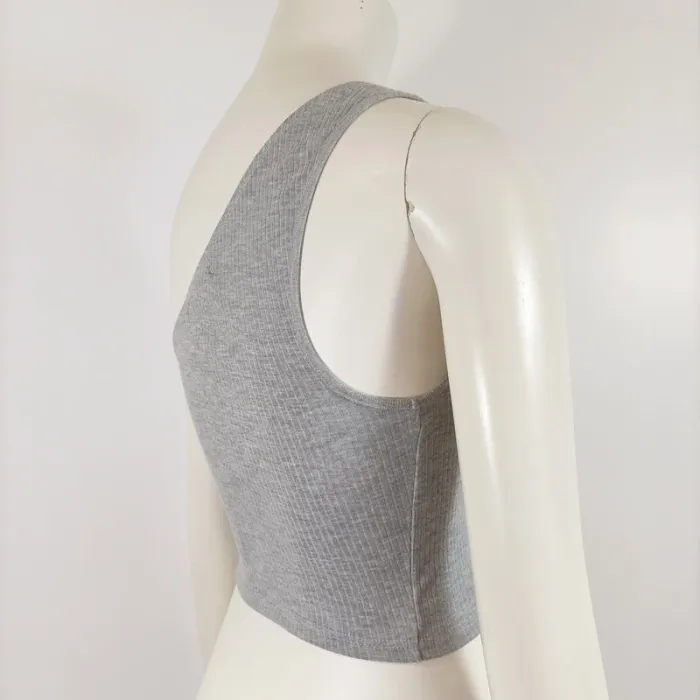 Top asymétrique gris côtelé une épaule Topshop – taille 38 (M) A909 - photo numéro 6