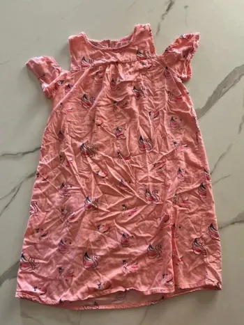 Robe rose saumon à cygnes – GÉMO – Fille 10 ans